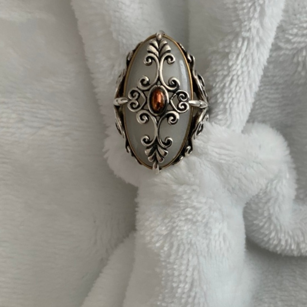 Carolyn Pollack Sterling, Brass,White Calcite Ring